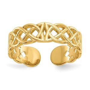14k Yellow Gold Solid Toe Ring Celtic Adjustable